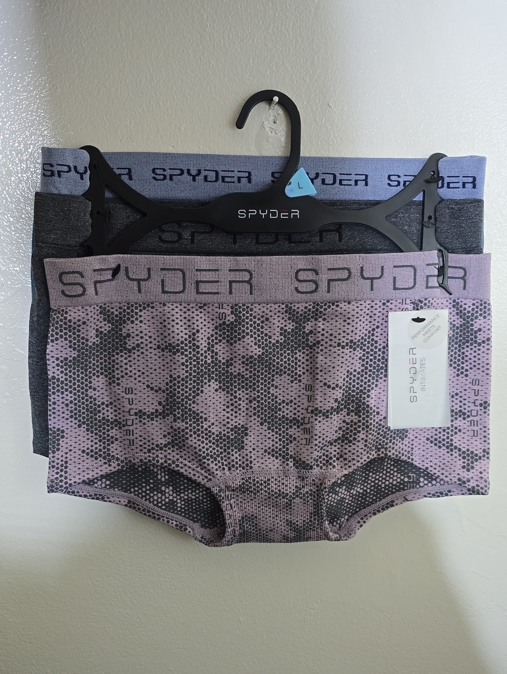 Spyder Womens Boxer Briefs - Pink Camo with Black Accents Size Large NWT